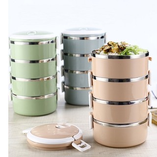 Hộp cơm giữ nhiệt 4 tầng, văn phòng lúa mạch, cặp lồng giữ nhiệt, cà men giữ nhiệt lõi inox-hộp cơm 4 tầng