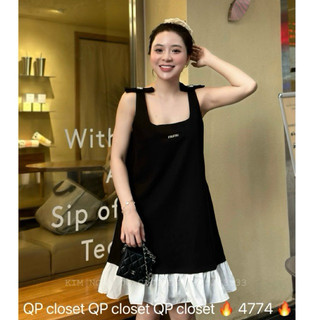 Váy tuyết mưa chân bèo miu miu nơ vai 4774 Xinh cá là xinh nun Size sm