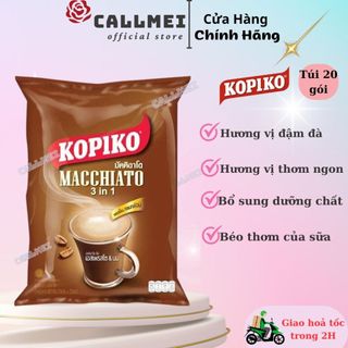 Cafe hòa tan kopiko macchiato 3in1 thái lan túi 20 gói