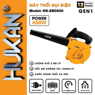 Máy thổi hút bụi cầm tay hukan hk-eb0650, công suất 650w, động cơ đồng 100%, 2 chức năng