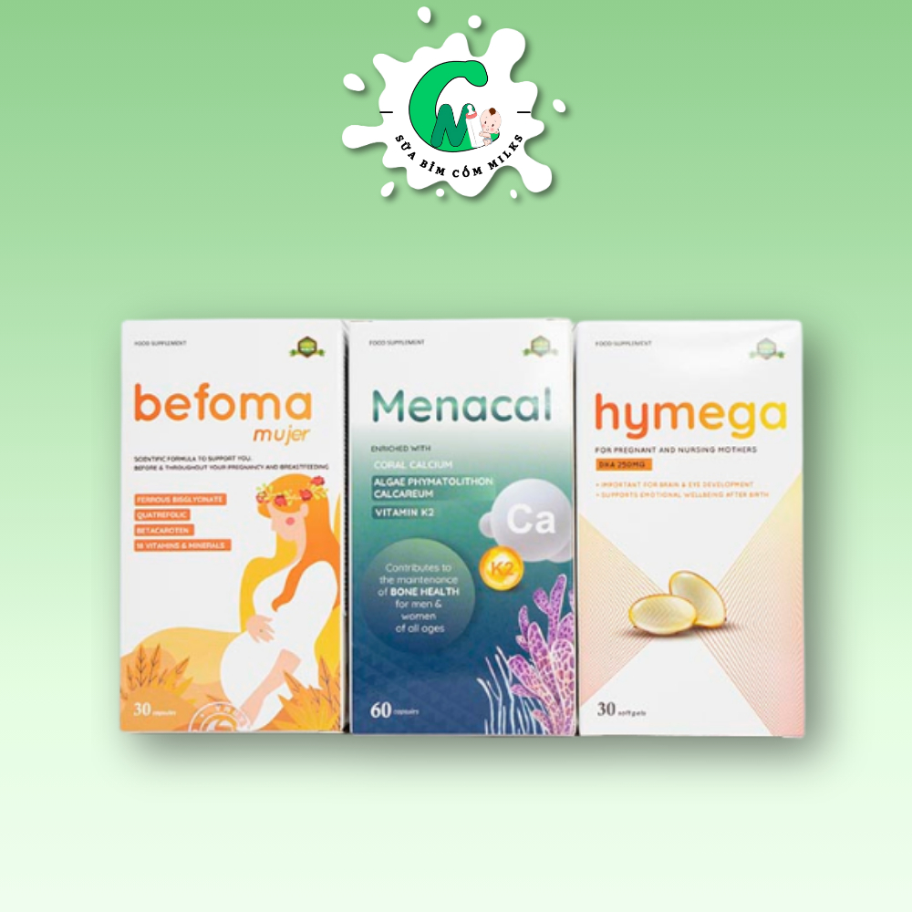 Bộ 3 BEFOMA + MENACAL + HYMEGA- Bổ sung Sắt- Canxi- DHA cho mẹ bầu. ...