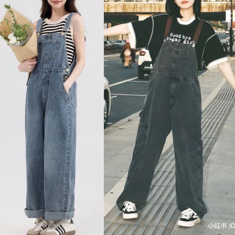 [2hand] Quần yếm jeans, quần yếm dài, yếm jeans si