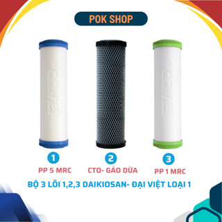 Lõi lọc nước 123 Daikiosan Đại Việt PP -CTO- PP loại cao cấp CTO gáo dừa iotdine 1000 mg/g