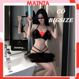 [ CÓ BIGSIZE 70kg ] Set Bộ Đồ Lót Màu Đen COsplay Nữ Tù Nhân Siêu Quyến Rũ Sexy Bộ Đồ Ngủ Gợi Cảm Mainia Shop