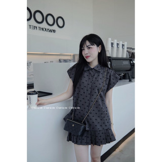 Set kẻ Ghi nơ xinh Thiết kế C'est lavie