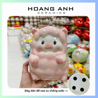 Heo tiết kiệm - heo lông cừu size nhỏ cao 17cm đựng tiết kiệm - hoang anh ceramics đựng tiền ống tiết kiệm ống heo