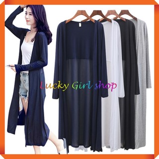 [SANG CHẢNH] Áo Khoác Cardigan Dáng Dài Thun Cotton Phối Voan Tơ Sành Điệu Cho Nàng Xuống Phố Free Size -Hàng Quảng Châu