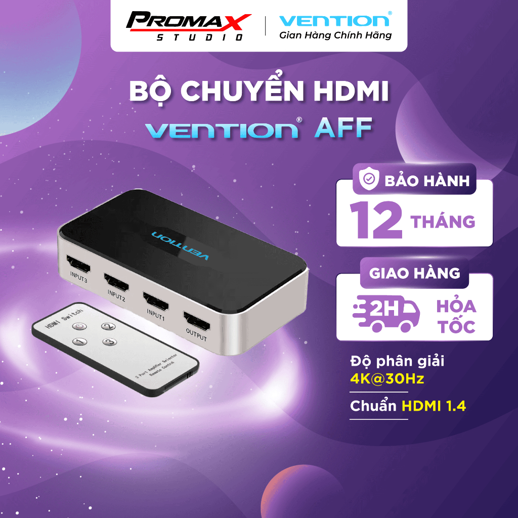 Bộ Chuyển Đổi HDMI Switcher 4K VENTION AFF (HDMI1.4, 4K@30Hz)