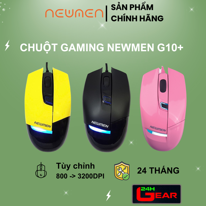 Chuột game Newmen G10 Plus (Vàng , Đen , Hồng)