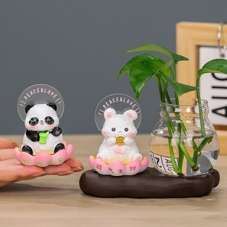 Bình thủy sinh trồng cây kèm tượng Thú ngồi thiền, tịnh tâm Tiệm An Yên để bàn học, bàn làm việc