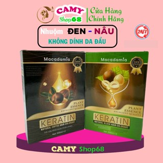 [ Chính Hãng] Nhuộm Đen (nâu) Keratin Tinh Chất Maca Chuyên Phủ Tóc Bạc, Không Phai Đỏ, Dính Ra Đầu Cặp 500ml x2