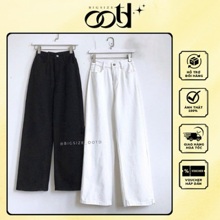 Quần ống suông bigsize nữ kaki trắng đen [OOTD BIGSIZE 60-90KG]