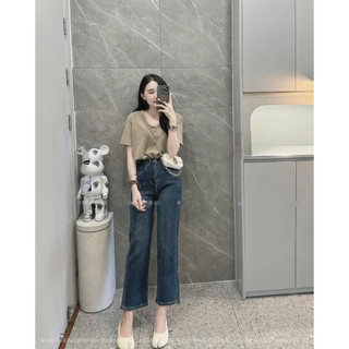 Áo Thun nữ cổ tim, áo phông trơn form rộng tay lỡ chất cotton mềm mịn hàng Quảng Châu cao cấp S-Sunrise 2t.unisex P86