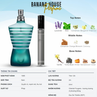 Mẫu thử 10ml nước hoa nam jpm le male edt anh chàng lịch lãm