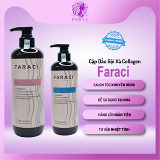 Dầu gội xả cặp FARACI VITAMINE COLLAGEN phục hồi tóc siêu mềm mượt phù hợp mọi loại tóc Purple