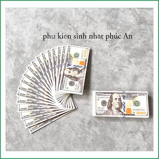 Xấp 18 tờ tiền đô nhỏ 7cm mô hình trang trí bánh sinh nhật