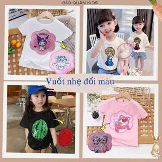 Áo kim sa cho bé thay đổi màu sắc độc đáo, vuốt nhẹ để đổi màu nhân vật, áo phông cho bé Baoquankid