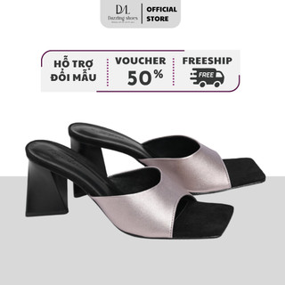 Guốc dép nữ cao gót, gót tam giác cao 7cm, thiết kế màu trơn tối giản Basic dễ phối đồ | DAZZLING SHOES - GU89