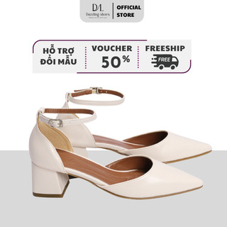 Giày cao gót nữ mũi nhọn đế êm gót trụ Trapeze Slingback 5cm thiết kế khóa cài dáng sang trọng  SLB86 - DAZZLING SHOES