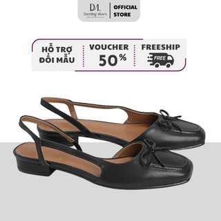 Giày Slingback nữ mũi vuông nơ gót 2cm DAZZLING SHOES kiểu dáng classic SLB87