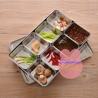 Khay gia vị - khay đựng topping inox 304 có nắp inox / nhựa