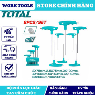 ĐỒ NGHỀ TOTAL Bộ 8 chìa lục giác tay cầm chữ T TOTAL THHW80816