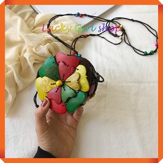Túi Handmade Đeo Chéo Hoa Mai Tròn Làm Từ Sọ Dừa Cho Bé Gái Size 10*5cm - Lucky Girl shop NHA TRANG