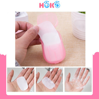 Hộp 20 miếng xà phòng giấy HOKO Xà phòng giấy mini du lịch nhỏ gọn tiện dụng