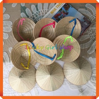 Sét 5c-10c Nón Lá Truyền Thống Việt Nam Size Nhí D17.5cm Và Size Nhỡ D25.5cm Cột Sẵn Quai Nón - Lucky Girl shop