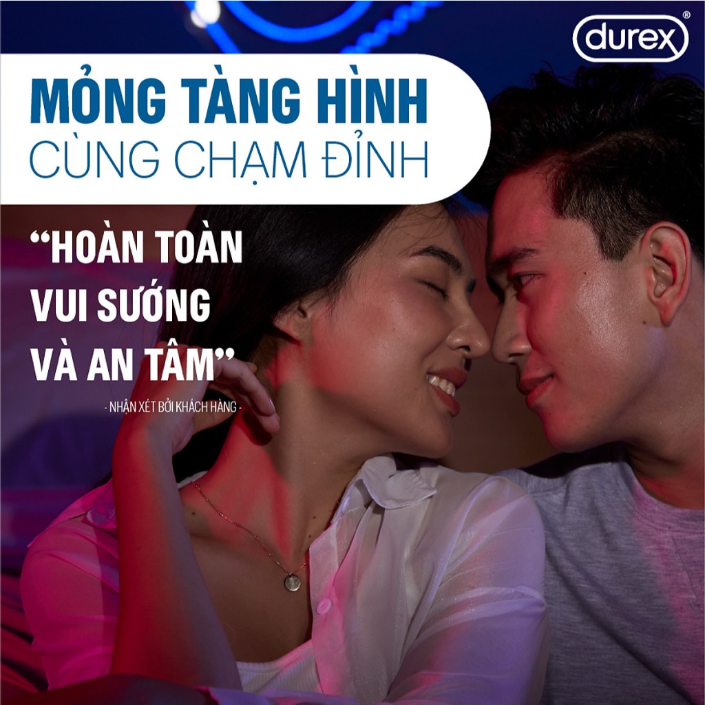 Bao Cao Su DUREX PERFORMA Kéo Dài Thời Gian, Hộp 12 Hàng Chính Hãng, có che tên
