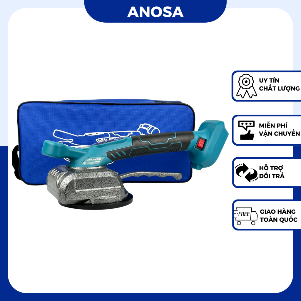 Thân máy ốp lát gạch men, máy đầm rung dùng pin Makita 18-21V chân phổ thông, nút cảm ứng, 5 cấp tốc