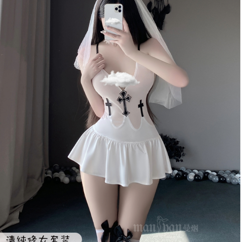 [CÓ VÒNG CỔ] Cosplay nữ tu The Nun gợi cảm phong cách phù thủy Trung Cổ - váy ngủ hóa trang cô dâu sexy ma sơ | BigBuy360 - bigbuy360.vn