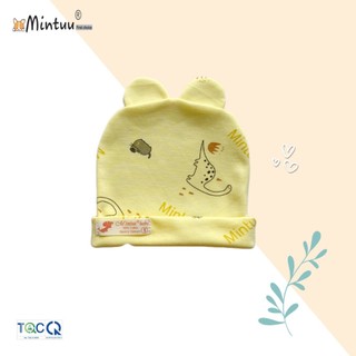 Set 3 mũ sơ sinh tai thỏ màu in bông thương hiệu MINTUU - 6061