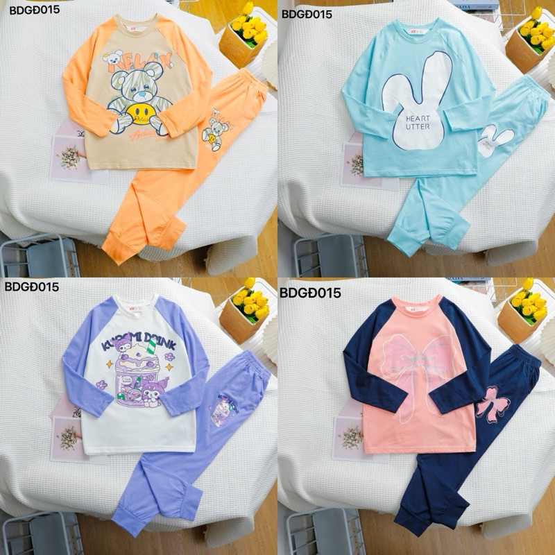 Bộ dài tay bé gái Janeshop, bộ thun cotton bé gái lớn size đại từ 20-48kg BDG015