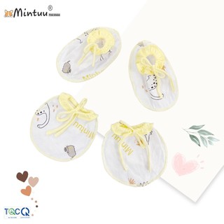 Combo 5 Bộ bao tay chân sơ sinh, cột dây in bông, thương hiệu MINTUU, chất liệu vải 100% cotton - 3181