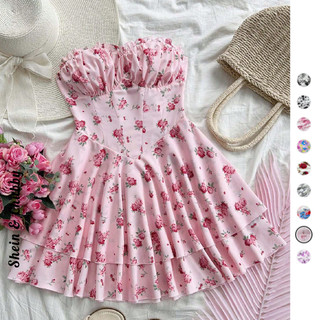 [Bigsize 45-85kg / Order] Đầm ống hoa nhí bèo ngực chiết eo lưng chun xòe nhiều tầng lớp phồng đáng yêu năng động mùa hè