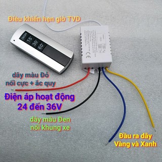 Bộ thiết bị Tắt Mở hoặc bấm hẹn giờ 15 30 60 từ xa bằng remote điện 24-36VDC