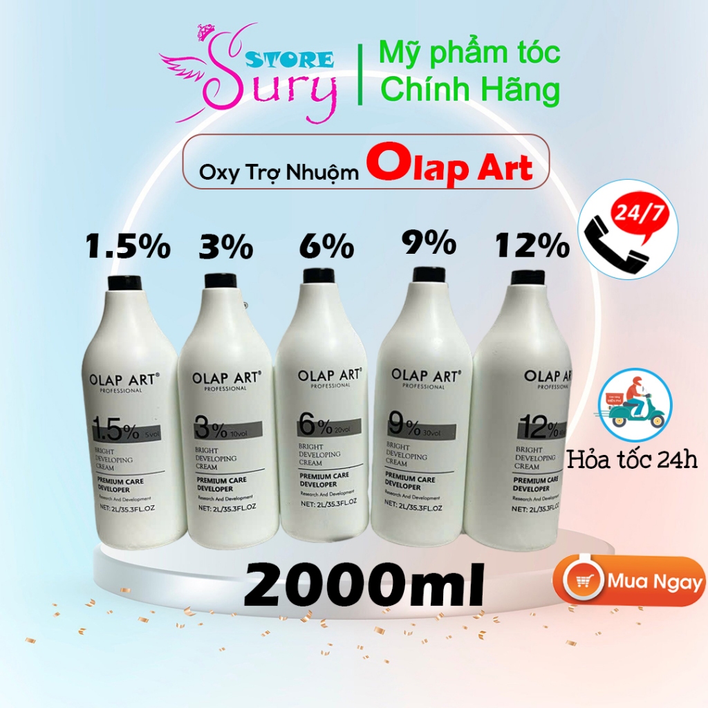 Olap _ Dung dịch Oxy Trợ Nhuộm OLAP COLAGEN 2000ml Siêu Tiết Kiệm Cho Salon - Đặc Thơm Không Xót