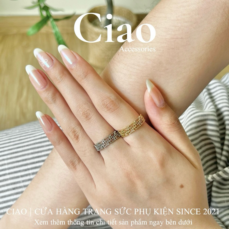 [HOẢ TỐC 1H] Nhẫn titan không đen gỉ thiết kế tinh tế mã 60 Ciao accessories