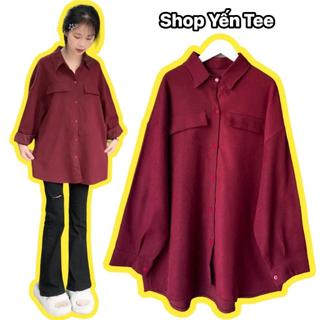 Áo sơ mi 2 túi From rộng Yến Tee, Sơ mi đỏ tết, sơ mi noel, sơ mi đôi Chất nhung chéo QC mềm, mịn, không nhăn