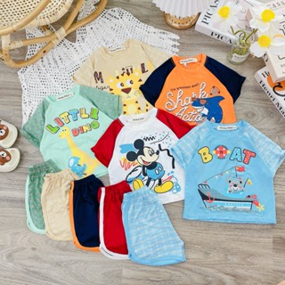 Bộ đồ cộc tay bé trai bé gái hàng Minky Mom thun lạnh loại 1 in hình dễ thương cho bé trai, bé gái từ 7kg đến 26kg(<7 T)