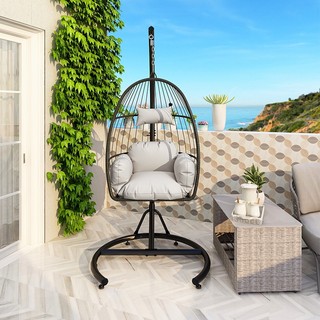 Ghế xích đu tổ chim Hi Bamboo, ghế xích đu trứng có nệm chất liệu mây nhựa