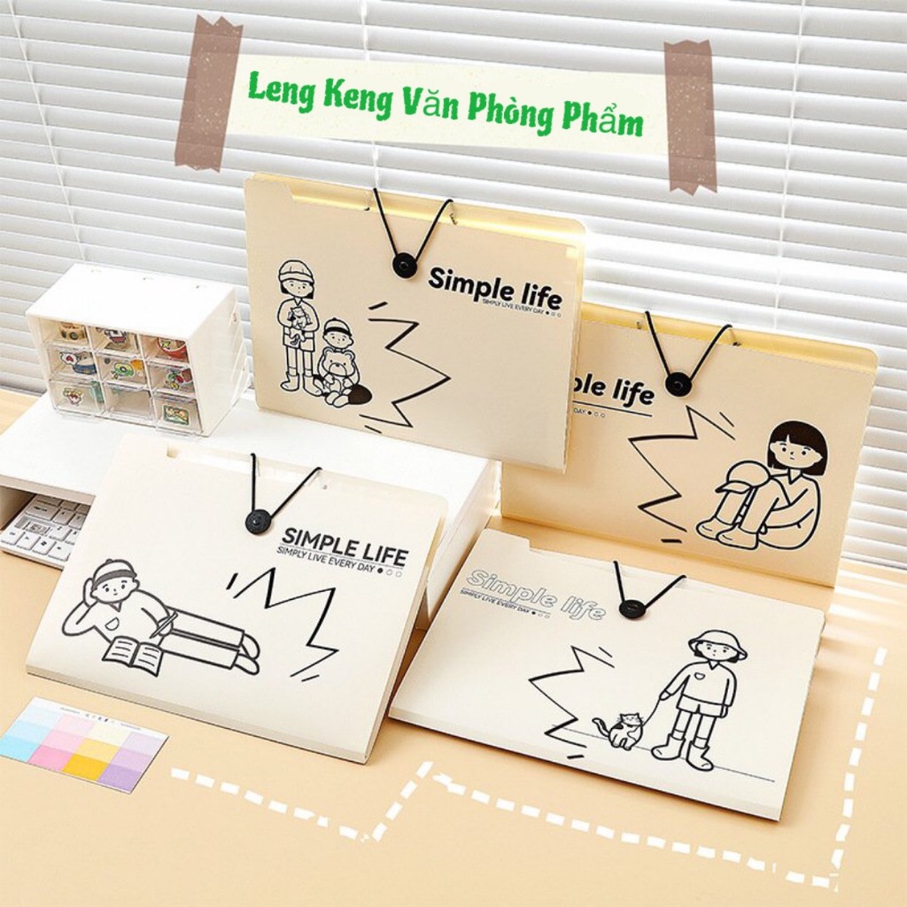 Túi đựng tài liệu LENG KENG VĂN PHÒNG PHẨM bìa đựng giấy nhiều ngăn thông minh