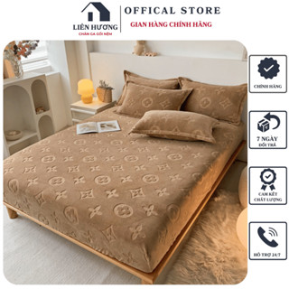 Ga gối nỉ in dập nổi thương hiệu lv sang trọng Loại 1, Chất nỉ mịn giữ nhiệt và làm ấm tốt tặng kèm 2 vỏ gối
