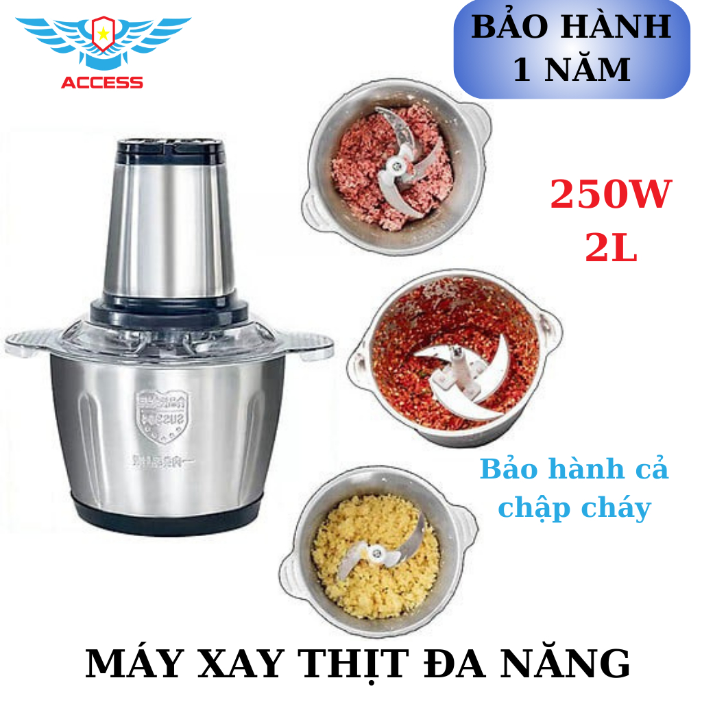 [Hàng Xịn] Máy Xay Thịt, Cối Xay Thịt Inox Cực Khỏe Công Suất 250W, Dung Tích 2L