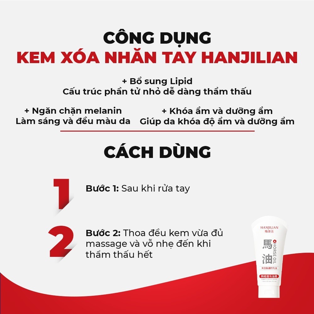 Kem Dưỡng Da Tay Chân Hanjilian Nhật Bản Giúp Da Căng Bóng - Kem Mờ Vết Nhăn, Đồi Mồi, Chống Lão Hóa Hanjilia Nhật Bản