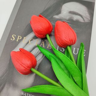 Hoa lụa - Hoa tulip giả 1 bông, hoa lụa trang trí decor