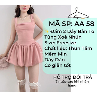 Đầm 2 Dây Bản To Tùng Xoè Nhún Chất Tăm Co Giãn Tốt Phù Hợp Đi Tiệc Đi chơi