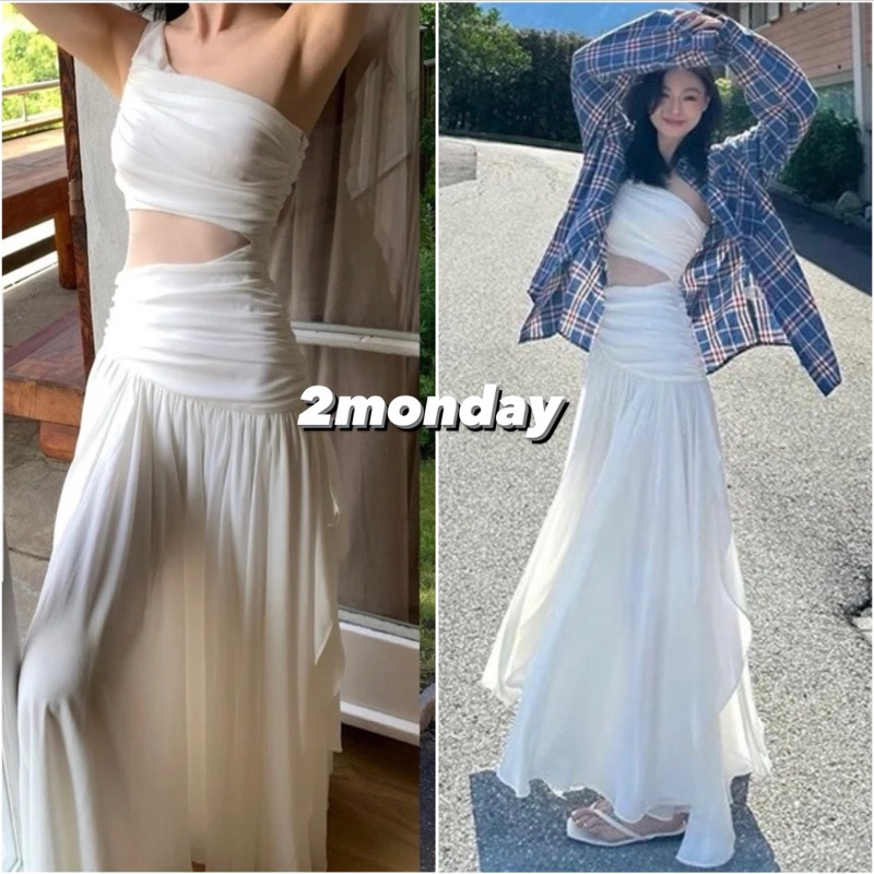 Đầm Maxi Lệch Vai Khoét Eo Voan Lưới Xếp Ly Lạ Mắt Váy Nữ Dáng Dài Hở Lưng Ôm Body Siêu Tôn Dáng Sang V20