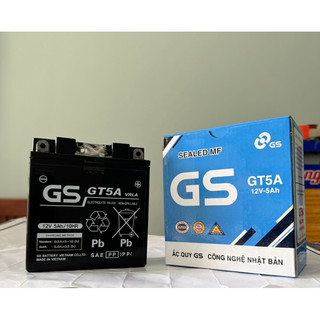 Bình acquy xe máy khô miễn bảo dưỡng gs gt5a | 12v - 5ah, bình ắc quy xe máy honda 12v.